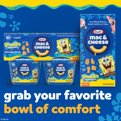 Kraft Mac & Cheese Cups Macaroni and Cheese Microwavable Dinner SpongeBob SquarePants Cups Perspective: top