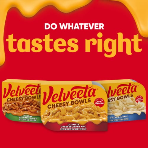 Velveeta Cheesy Ultimate Cheeseburger Mac with Savory Cheese Sauce Microwavable Meal Perspective: top