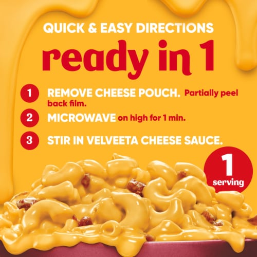 Velveeta Cheesy Bowls Bacon Mac & Cheese with Smoky Cheese Sauce Microwavable Meal Perspective: top
