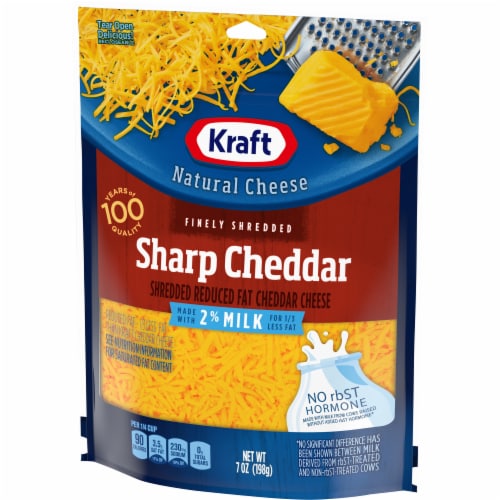 Kraft Sharp Cheddar Finely Shredded Cheese with 2% Milk Perspective: top
