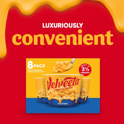 Velveeta Shells and Cheese Macaroni and Cheese Cups Easy Microwavable Dinner Perspective: top
