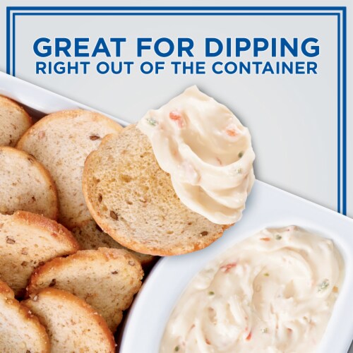 Philadelphia Multigrain Bagel Chips & Garden Vegetable Cream Cheese Dip, Tray Perspective: top