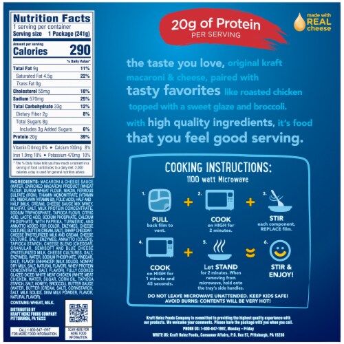Kraft Mac N Cheese Macaroni and Cheese Kids Frozen Meal with Roasted Chicken & Broccoli Perspective: top