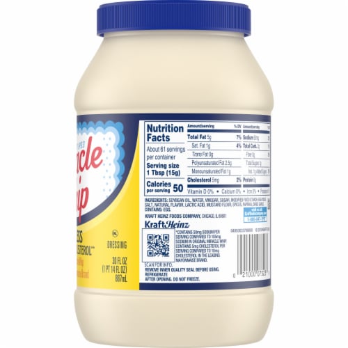 Miracle Whip 50% Less Sodium & Cholesterol Mayo like Dressing Perspective: top