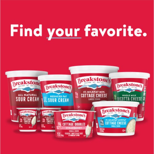 Breakstone's Lowfat 2% Milkfat Small Curd Black Cherry Cottage Doubles 4.7 oz Perspective: top