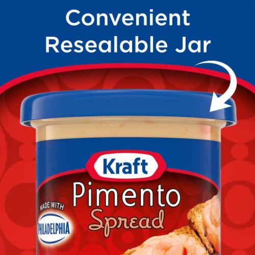 Kraft Pimento Spread made with Philadelphia Cream Cheese, Jar Perspective: top
