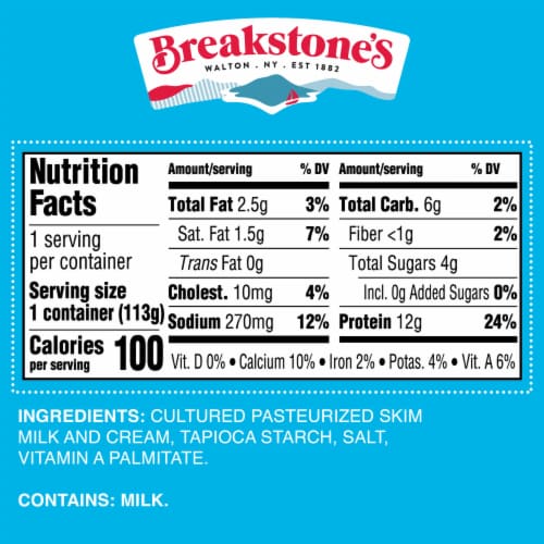 Breakstone's Lowfat Small Curd Cottage Cheese with 2% Milkfat, 4 ct Pack, 4 oz Cups Perspective: top