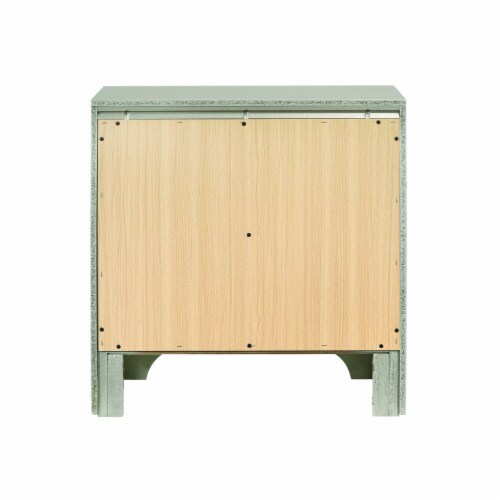 Two Drawers Wooden Nightstand with Oversized Ring Handles, Silver- Saltoro Sherpi Perspective: top