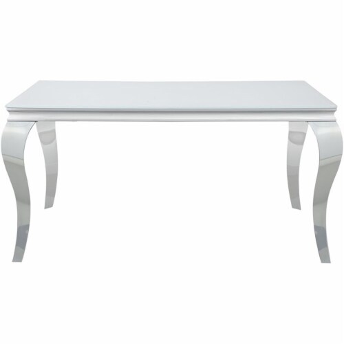 Coaster Carone Contemporary Rectangular Glass Top Dining Table in White