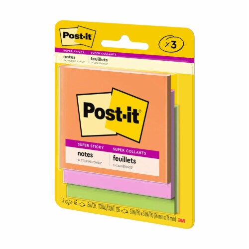 Post-it Notes Super Sticky Pads, Rio De Janeiro Colors, 5 X 8, Lined, 45/Pad, 4 Pads/Pack