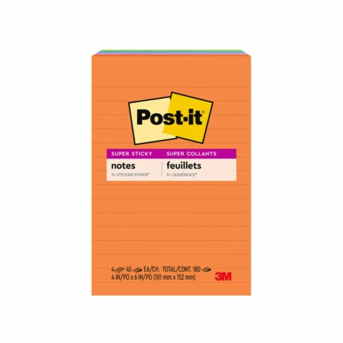 Post-it® Rio de Janeiro Collection Lined Super Sticky Notes - 4 Pack Perspective: top