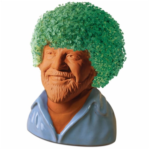 Bob Ross Chia Pet (blue shirt version) Perspective: top