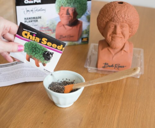 Chia Pet Bob Ross The Joy of Painting Handmade Planter Brown