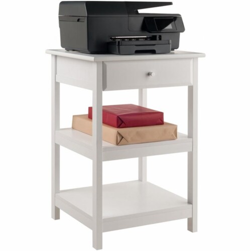 Winsome Delta 2 Shelf Transitional Wooden Printer Stand in White Perspective: top