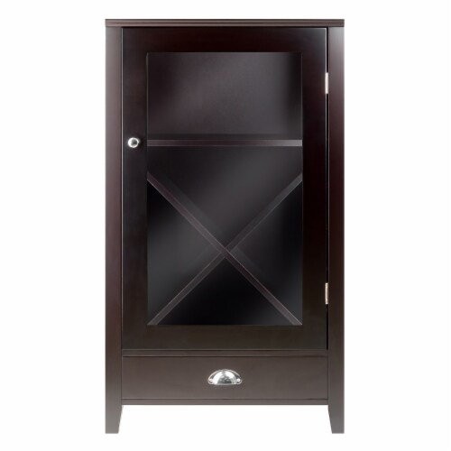 Winsome Bordeaux Modular Wine Cabinet X-Panel Dark Wood Finish (92442) Perspective: top