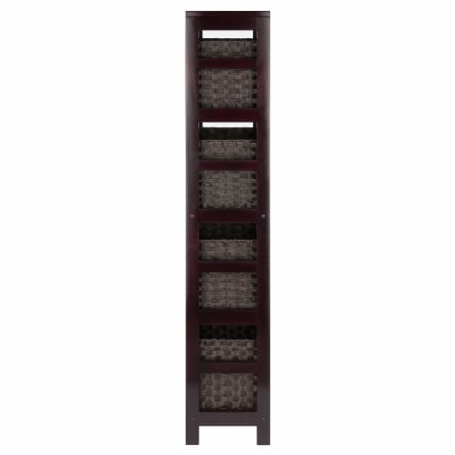 Leo 5-Pc Storage Shelf With 4 Foldable Woven Baskets, Espresso And Chocolate Perspective: top