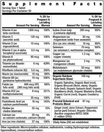 Rainbow Light Prenatal One High Potency Multivitamin Tablets Perspective: top