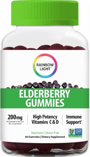 Rainbow Light Elderberry Vitamin Gummies Immune Support Supplement Perspective: top