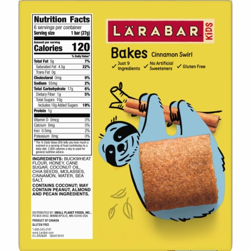 Larabar Kids Bakes Cinnamon Swirl Snack Bars Perspective: top