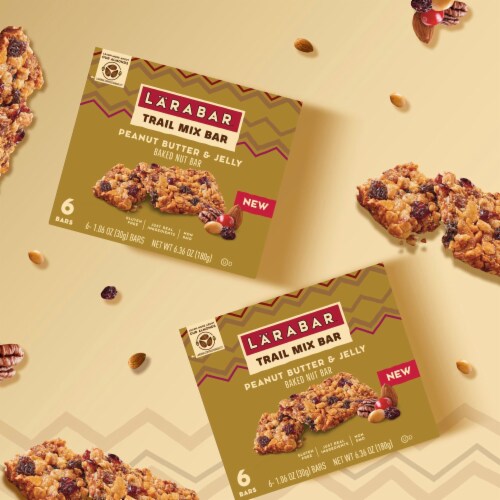 Larabar Trail Mix Bars Peanut Butter and Jelly Gluten Free Baked Nut Bar Perspective: top