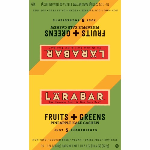 Larabar Fruits + Greens Pineapple Kale Cashew Fruit & Nut Bars Perspective: top