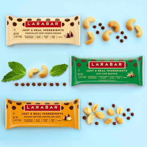 Larabar Gluten Free Vegan Mint Chip Brownie Fruit & Nut Bars Healthy Snacks Perspective: top