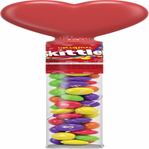 SKITTLES Original Valentine's Candy Tube with Heart Topper Perspective: top