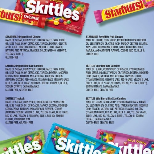 Mars Starburst And Skittles Chewy Candy Variety Box, 30 Count (62.79 Ounce) Perspective: top