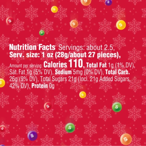 Skittles Original Christmas Chewy Candy Cane Tube Perspective: top