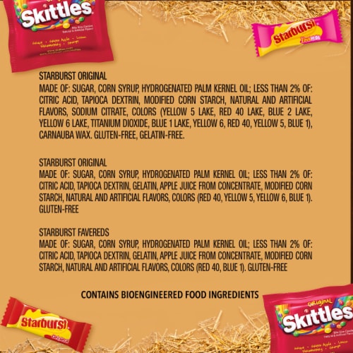 Starburst Original & FaveREDS & Skittles Original Halloween Candy Assortment Bulk Bag Perspective: top
