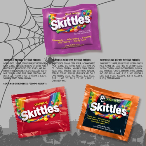 Skittles Original Wild Berry & Shriekers Chewy Candy Fun Size Halloween Bulk Bag Perspective: top