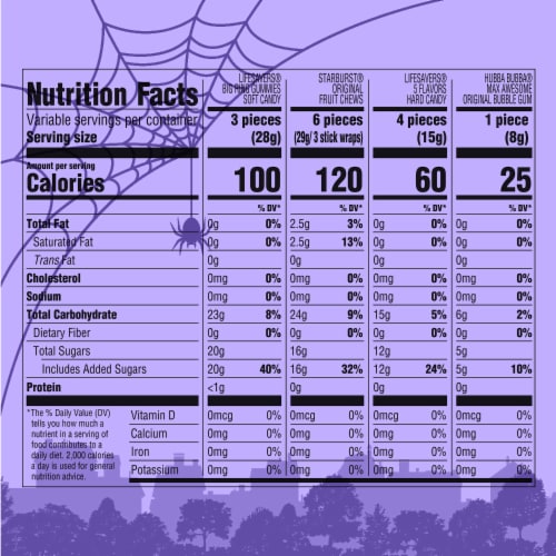 Starburst Life Savers Hubba Bubba & Life Savers Gummies Halloween Candy Assortment Bulk Bag Perspective: top
