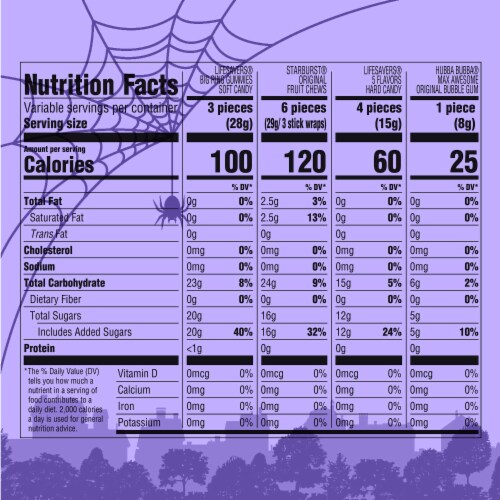 Starburst Life Savers Hubba Bubba & Life Savers Gummies Halloween Candy Assortment Bulk Bag Perspective: top