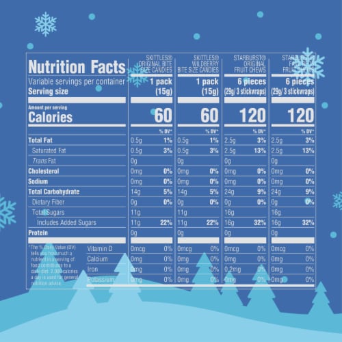 Skittles & Starburst Fun Size Chewy Christmas Candy Variety Pack Bulk Bag Perspective: top