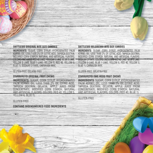 Skittles & Starburst Fun Size Chewy Candy Easter Basket Stuffers Variety Pack Bulk Bag Perspective: top