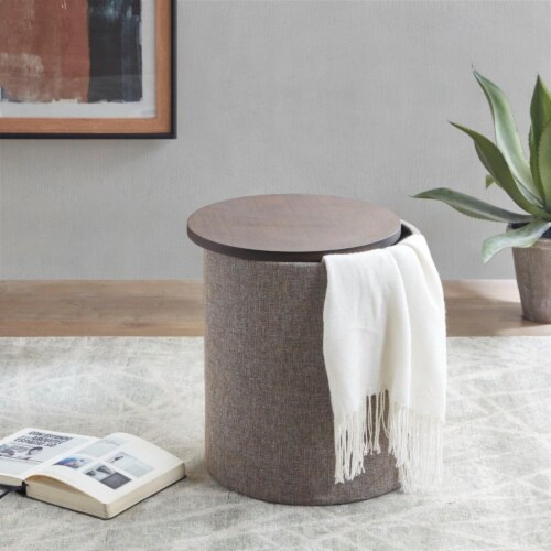 INK+IVY Marta Storage Ottoman with Grey Finish II101-0474 Perspective: top