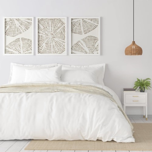 Madison Park Coastal Rice Paper Framed Shadow Box 3 Piece Set with Off White Perspective: top
