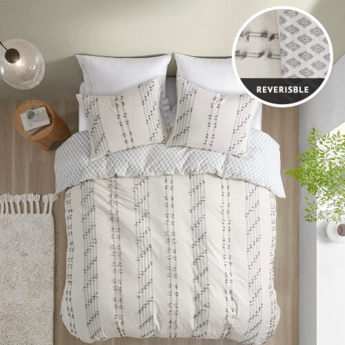 INK IVY INK IVY Kara Cotton Comforter Set Ivory Full Queen