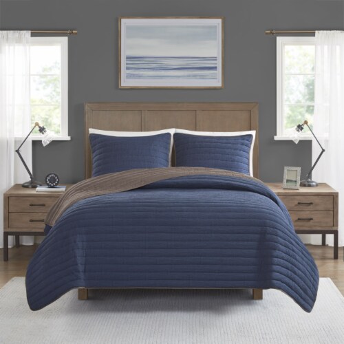 Franklin 3 Piece Crinkled Microfiber Quilt Set Perspective: top