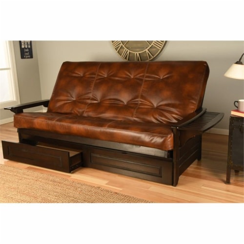 Kodiak Furniture Phoenix Espresso Queen-size Storage Futon with Brown Mattress Perspective: top