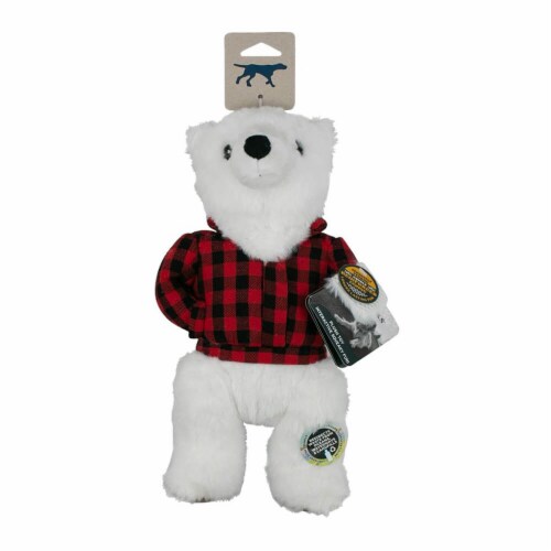 Tall Tails PT707 12 inch Plaid Polar Bear Dog Toy with Squeaker Perspective: top
