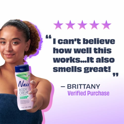 Nair Hair Remover Body Cream Soothing Aloe and Water Lily Scent Perspective: top