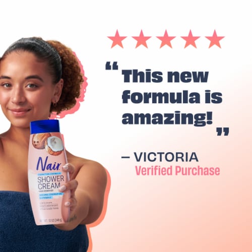 Nair Hair Remover Shower Cream Sensitive Formula with Coconut Oil and Vitamin E Perspective: top