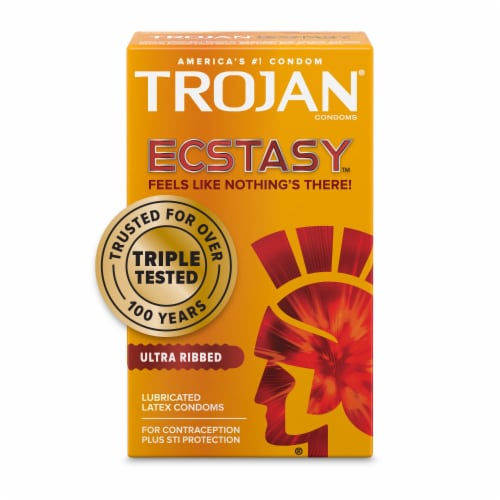 Trojan Ecstasy Ultra Ribbed Condoms Perspective: top