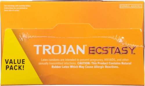 Trojan® Ecstasy Ultra Ribbed Lubricated Latex Condoms Value Pack Perspective: top
