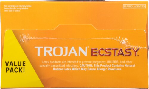 Trojan® Ecstasy Ultra Ribbed Lubricated Latex Condoms Value Pack Perspective: top