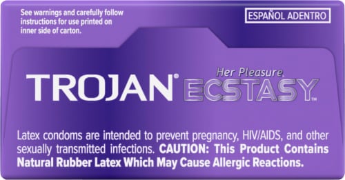 Trojan® Her Pleasure™ Ecstasy™ Lubricated Latex Condoms Perspective: top