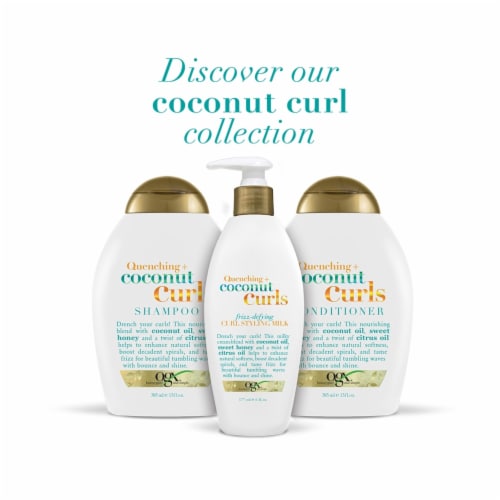 Quenching + Coconut Curls Curl-Defining Conditioner, Nourishing with Coconut Oil Citrus Oil & Honey Perspective: top