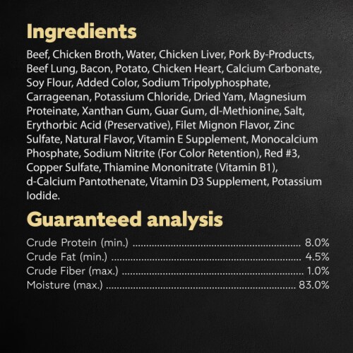 Cesar Adult Soft Wet Dog Food Filet Mignon Bacon & Potato Loaf & Topper in Sauce Perspective: top