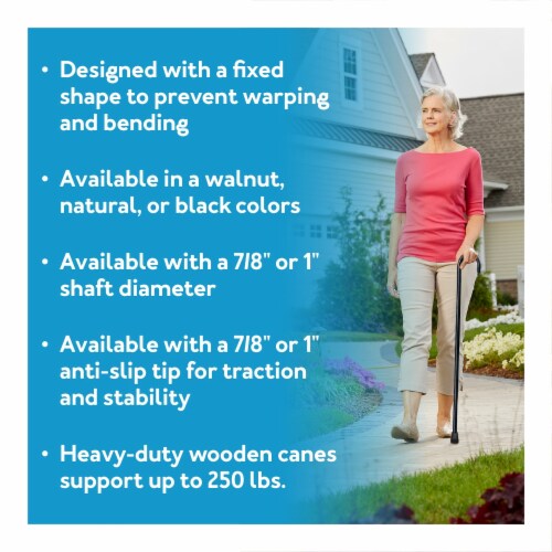 Compass Health Brands Round Handle Wood Cane - Walnut Perspective: top